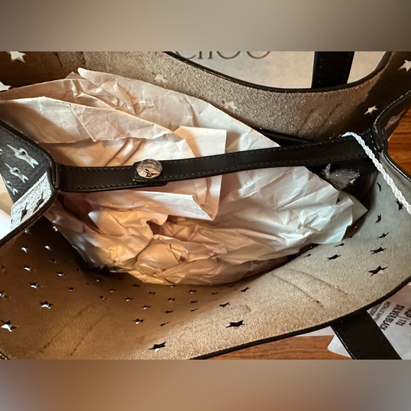 Jimmy choo SOFIA/M NAPPA LEATHER TOTE BAG WITH PERFORATED STARS (NEW) - Picture 9 of 16